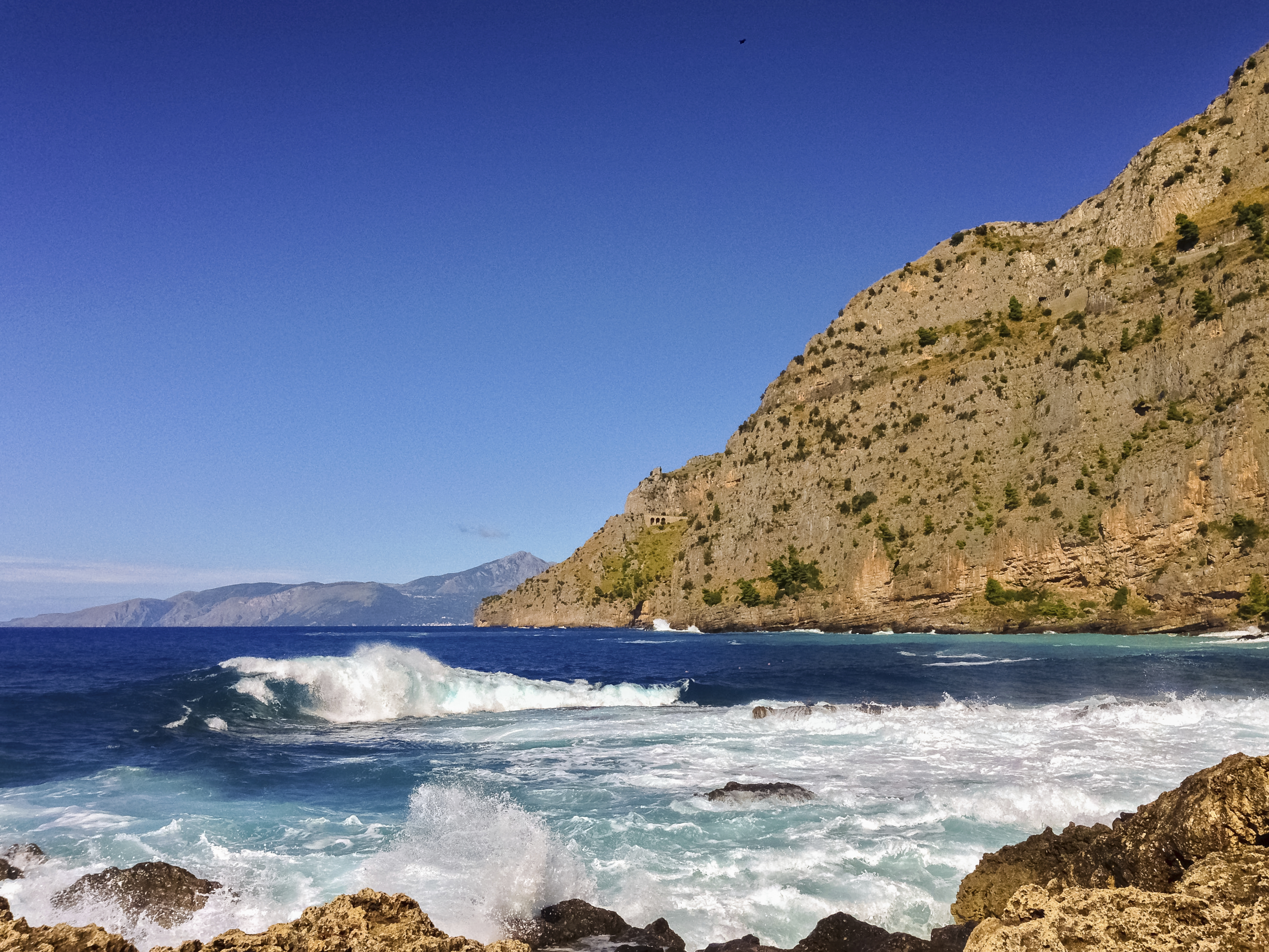 Cliffs near Maratea (southern Italy) and rough sea