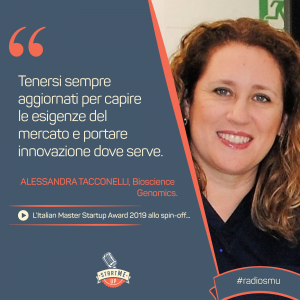 la citazione di Alessandra di Bioscience Genomics Italian Master Startup Award 2019